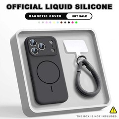Magnetic Wrist Strap Liquid Silicone Phone Case For iPhone 11 12 13 16 17 Pro Ma
