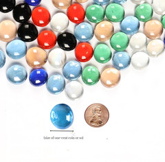 0.5LB Flat Glass Pebbles for Vase, Glass Gem Stones for Aquarium, Decorative Gla