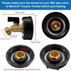 275-330 Gallon IBC Tote Water Tank Adapter 2″ Brass Fittings Valve Connector US