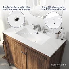 Eridanus Tucson 36″x18″ Vitreous China Vanity Top White Single Sink 3-Hole 8″
