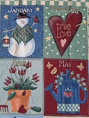 VINTAGE Vicky Howard “12 Months Of The Year” THROW BLANKET Tapestry 52” X 71”