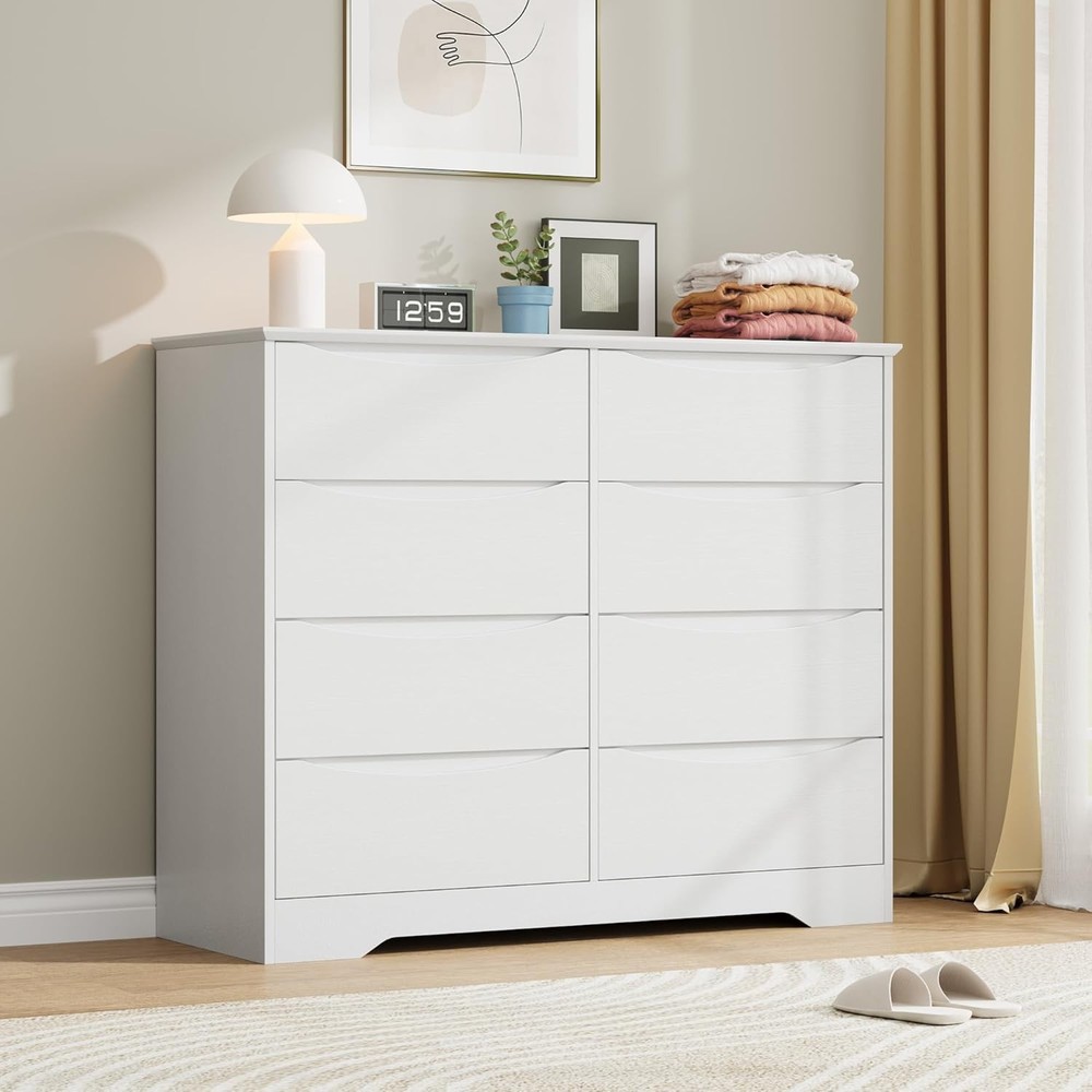 Wooden Dresser with 8 Drawers Modern Large Chest with Deep Storage for Bedroom