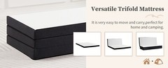 4-Inch Tri-Fold Memory Foam Folding Mattress Topper Portable for Camping, Guest