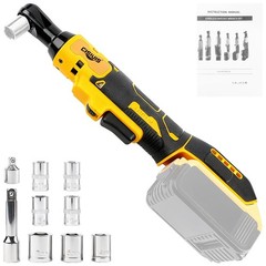 CISIVIS Cordless Electric Ratchet Wrench 3/8″ for Dewalt 20V Li-Ion Battery-