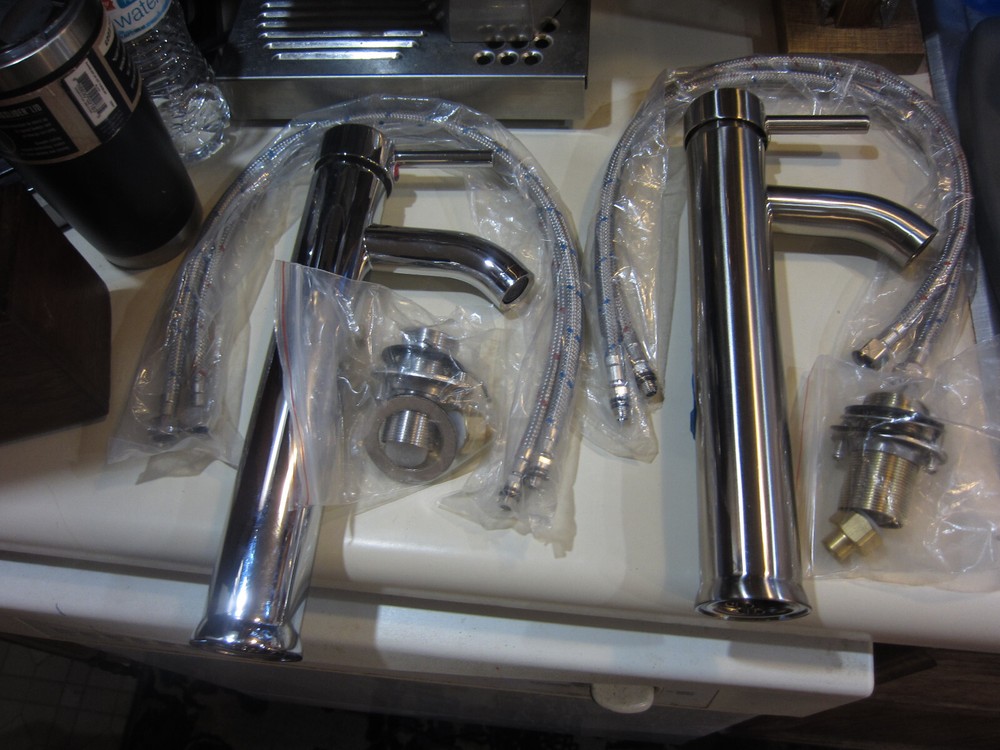 Brushed Nickel and Chrome Bathroom Faucets Unused, 2 Faucets