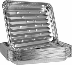 Large Broiler Pan Aluminum Disposable Pan – For Baking, BBQ & Grill Tray 10 PACK
