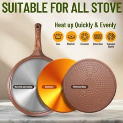 Crepe Pan Nonstick 11 Inch,Dosa Tawa Creamic,For All Stoves,Brown,For Pancake