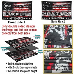 3Ply 250 Years American Anniversary Flag Betsy Ross 250th Anniversary USA Fla…