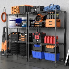 5-Tier Garage Rack Wire Unit Adjustable Storage Shelf Steel Heavy Duty Black 63″