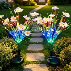 Solar Garden Lights Outdoor Waterproof LED Flower Stake Lamp Yard Patio Decor