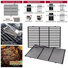For Weber Genesis 300 Series 7524 7528 19.5″ Grill Grates Replacement Cast Iron
