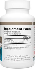 Wellness Resources Hyaluronic Acid from Rooster Comb, 100% Natural Low…
