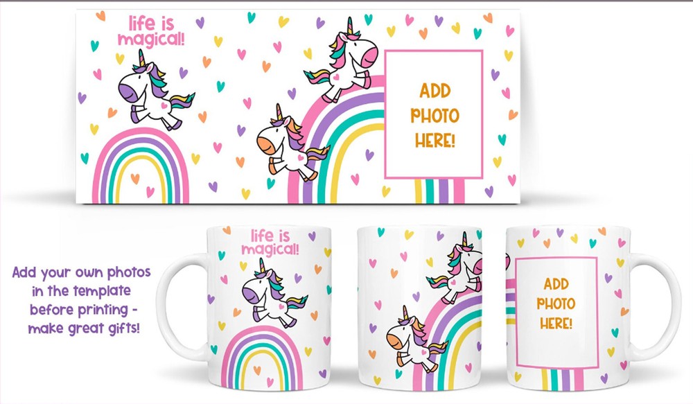 Personalised Unicorn Rainbow Mug with Photo | Life is MAgical | Funny Gift Idea