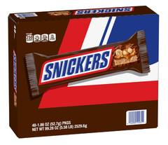 SNICKERS Full Size Bulk Milk Chocolate Candy Bars, 1.86 oz Bar, 48 ct Box