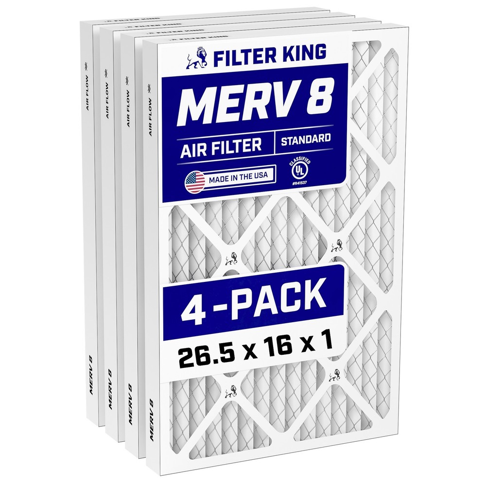 Filter King 26.5x16x1 Air Filter 4-PACK MERV 8 Actual Size 26.5 x 16 x .75″