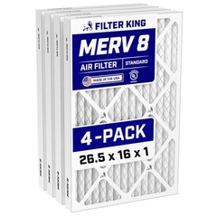 Filter King 26.5x16x1 Air Filter 4-PACK MERV 8 Actual Size 26.5 x 16 x .75″