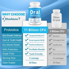 Oral Probiotics for Bad Breath for Adults 11 Billion CFU, Oral Dental Health …