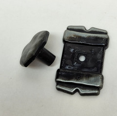 LOT OF 4 – AJAX OLD IRON SILVER BLACK CABINET KNOB PULL W/ BACKPLATE & SCREWS