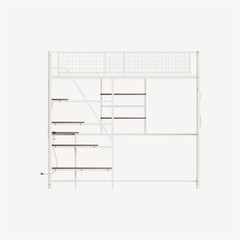Full Size Metal Loft Bed with Desk,Storage Shelves & LED Light for Teens Adults