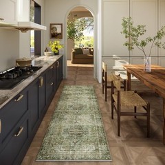 Machine Washable Kitchen Runner Rug: 2’6″x8′ Hallway Rug Non Slip Low-Pile