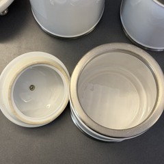 Williams Sonoma White Stoneware Canisters Set of Three: 2 Tall 1 Short NICE