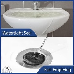 1-1/4 in. x 6 in. Stainless Steel Covered Sink Drain with Tailpiece and Stopper