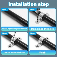 50 Pcs 1/2″ Stainless Steel Pipe Strap Clamps Two Hole Strap for Conduit Cables.