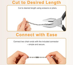 120in Stainless Steel Pull Chain Extender 3mm Ball Chain 12 Connectors Fan Light