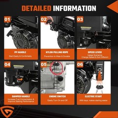 15HP 420cc Gasoline Electric Start Engine Motor Horizontal 4-Stroke Rototiller