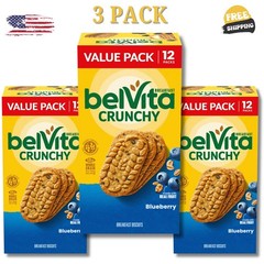 belVita Blueberry Breakfast Biscuits, Value Pack, 36 Packs (4 Biscuits Per Pack)