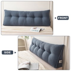 Soft Wedge Headboard Pillow Dorm Bed Triangular Backrest Cushion w/ Side Pocket