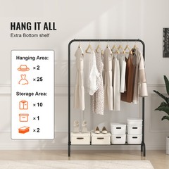 VEVOR Clothes Rack Heavy Duty Clothing Garment Rack with Hanging Rod Bedroom