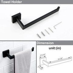 Matte Black 4-Piece Complete Bathroom Accessory Set Towel Bar & Hardware Kit