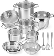17pc Induction Cookware Set Duxtop Stainless Steel