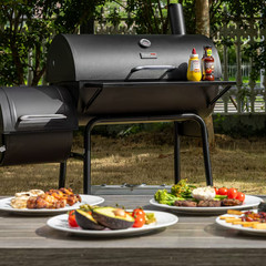 Royal Gourmet Offset Smoker 27.44-in W Black Barrel Charcoal Grill