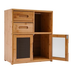 Bamboo Kitchen Countertop Cabinet Pantry Sideboard Storage Cabinet with Drawers
