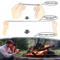 3x Outdoor Pocket Bellow Stainless Steel Telescopic Blow Fire Tube Blowpipe Tool