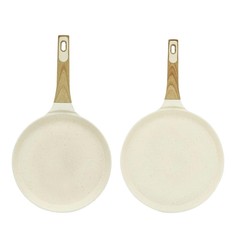 NutriChef 11” Non-Stick Crepe Pan w/ Spreader, Bakelite Handle-White CreamMarble
