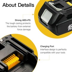 2 Pack For Makita 18V 3.0Ah LXT Lithium-Ion BL1830B BL1850B BL1860B Battery LED