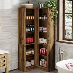 67″ Corner Pantry Cabinet Farmhouse Wooden Corner Cabinet with Storage Shelves
