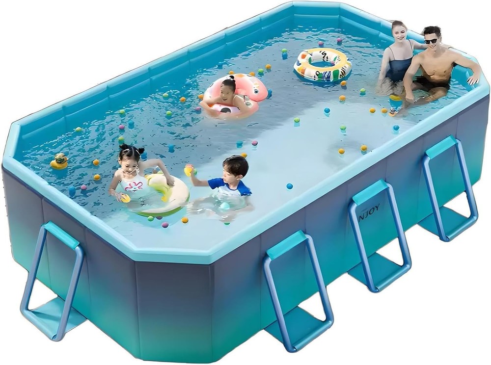 Foldable Pool, Non-Inflatable Kids’ and Adults’ Outdoor Swimming Pool, Large
