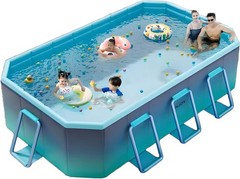 Foldable Pool, Non-Inflatable Kids’ and Adults’ Outdoor Swimming Pool, Large