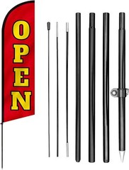 Anley 8 FT Open Feather Flag with Pole Kit with Storage Bag Outdoor Advertising