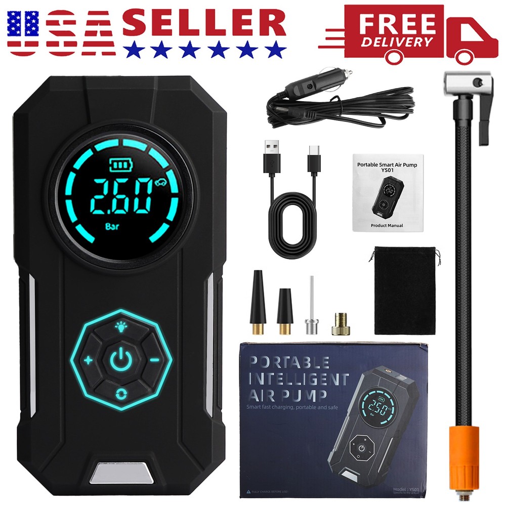 150 PSI Air Compressor Tire Inflator Fits Car Moto Bike Tires Air Pump Cordless