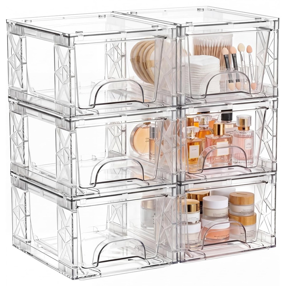 Stackable Storage Drawers, 4.4in Small Bathroom Organizers and Storage Boxes,…