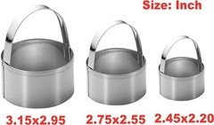 3 Pieces Round Biscuit Cutter with Handle – Stainless Steel Round Circle Doughnu