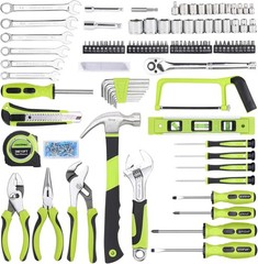 FASTPRO 198-Piece Household Tool Set,Home Repairing Tool Set with Toolbox, Green