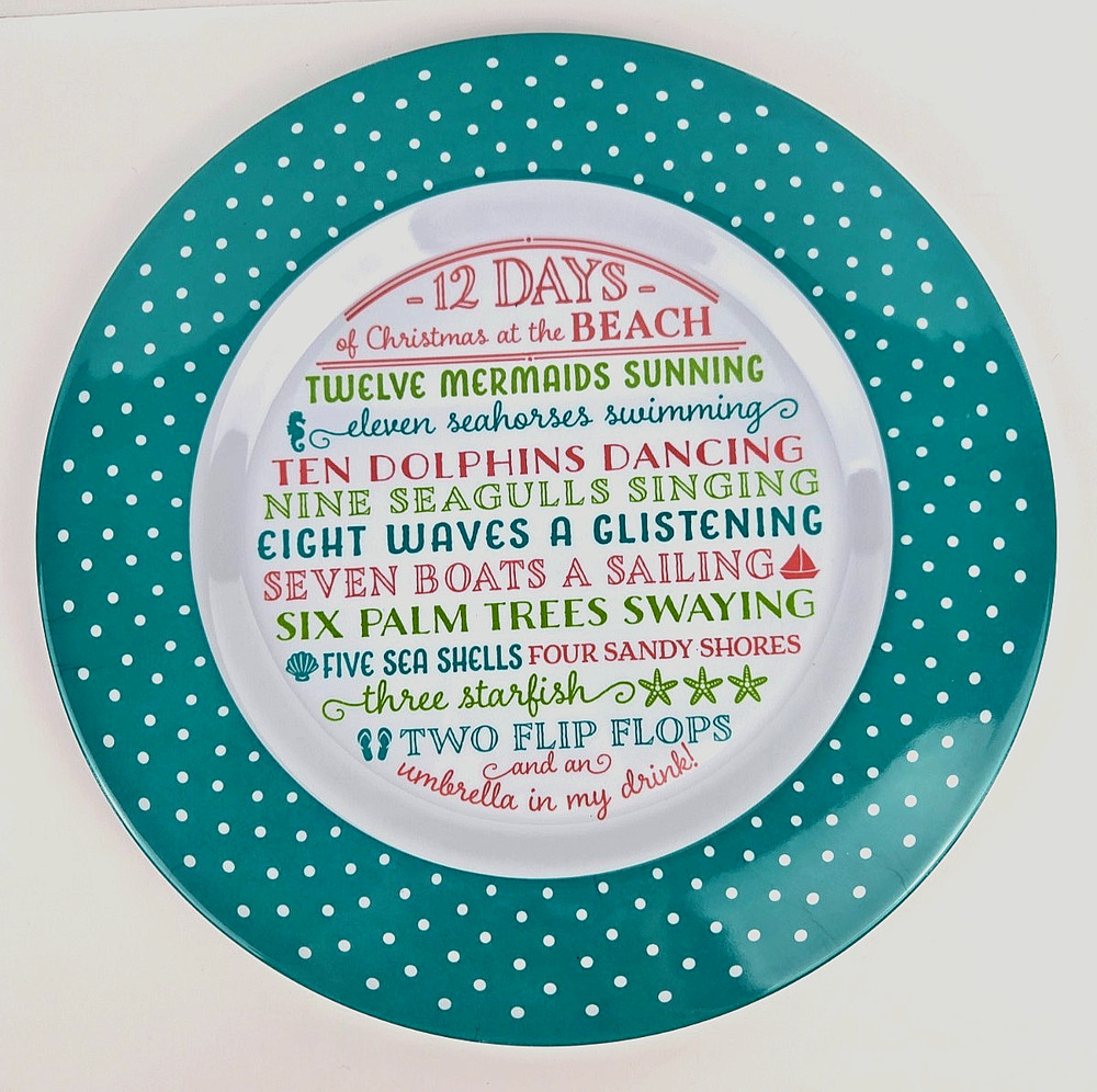 NEW Occasionally Made “12 DAYS of Christmas at the BEACH” 14″ Melamine Platter