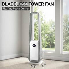 40″ Bladeless Tower Fan HEPA Air Purifier LED display w/Remote Timer Oscillating