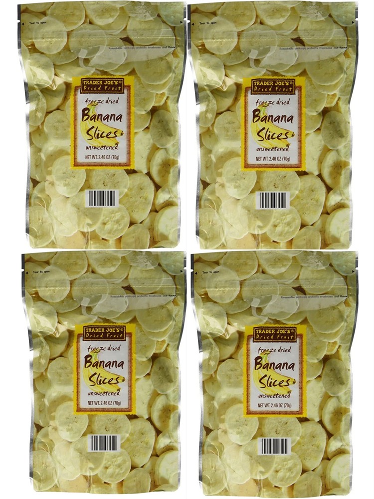 4 Packs Trader Joe’s Freeze Dried Banana Slices Unsweetened 2.46 oz Each Pack